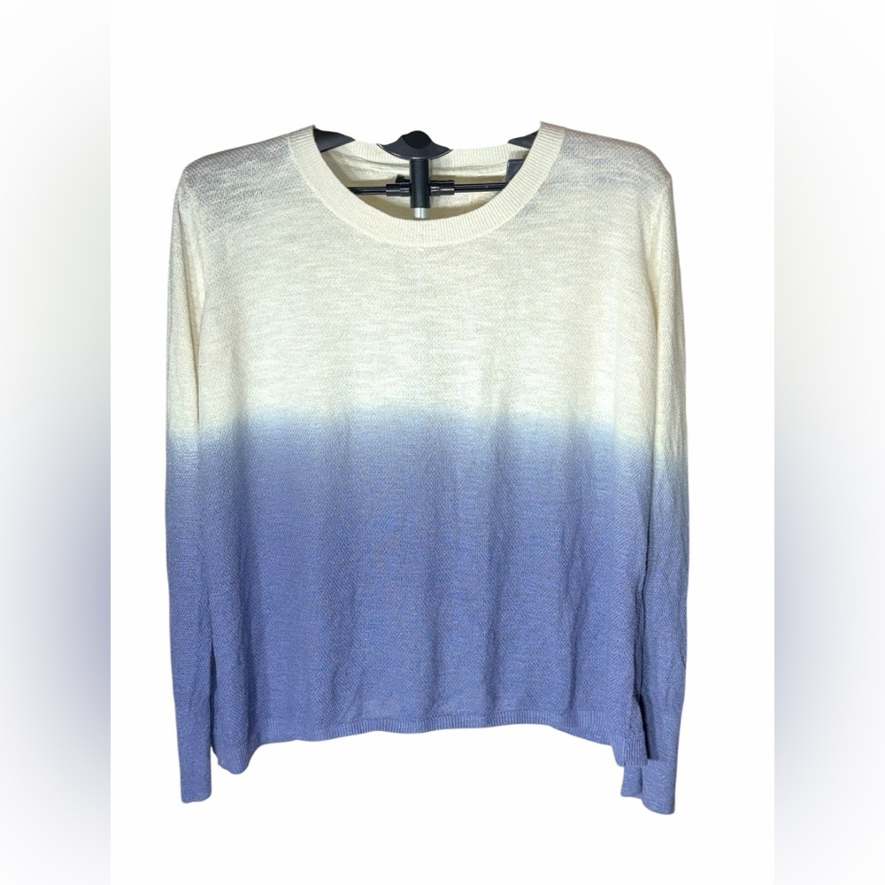 Banana Republic Ombre Blue and Cream Long Sleeve Top XL
